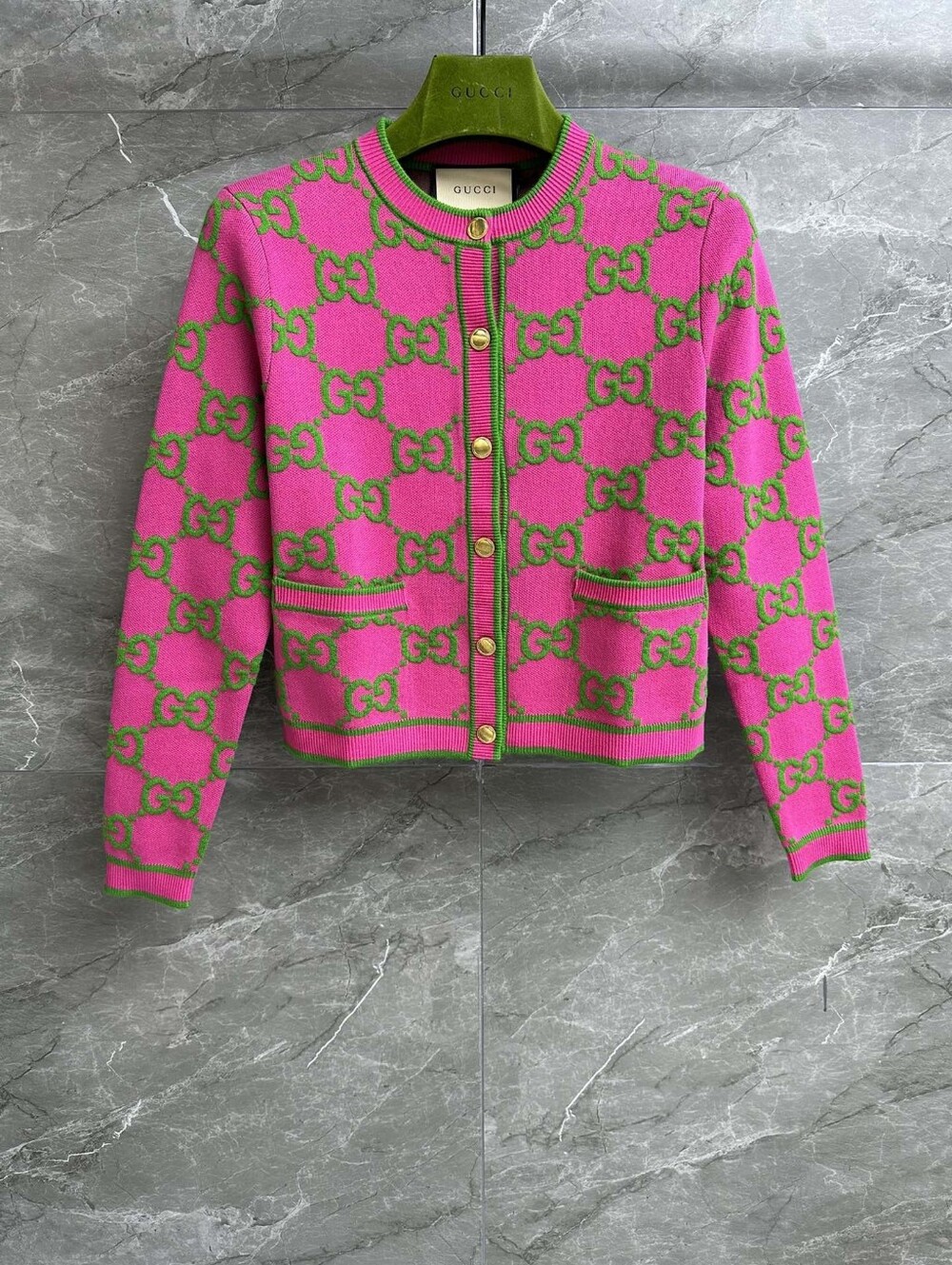 Gucci GG crew neck cardigan sweater